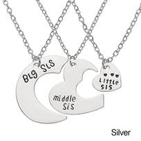 Gifts Best friends Little Sis Good Sister Necklaces Big Sister Stitching Necklaces 3 Pieces / Set sidabras