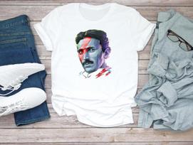 26 Nikola Tesla mosaic style Lightning David Bowie short sleeve Men T-Shirt G028 Unisex T-Shirt XXXXL
