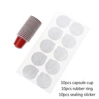 10 vnt. Nespresso kavos kapsulių puodelių su guminiu žiedu ir sandarinimo lipduku 37 mm