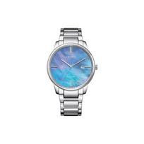 Citizen Eco-Drive Starry Blue Pointer Display Solar Quartz Movement Stainless Steel Strap Womens Watch Mother Of Pearl Dial Women watches BM7520-88N Silver Strap
