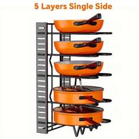 8-Tier Pots Pans Organizer Multi Layer Iron Wire Bilateral Pot Cover Storage Rack Under Cabinet Adjustable Cabinet Storage