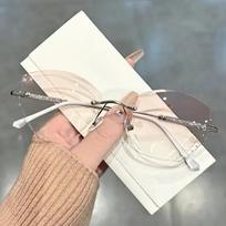 Nauji aukštos kokybės prabangūs skaitymo akiniai moterims Elegancija Drugelis Be rėmelio Deimantiniai Presbiopijos akiniai Dioptrija nuo 0 iki +4.0 0