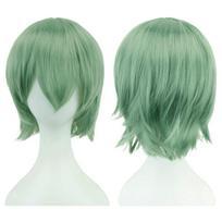 Unisex perukas COS trumpi plaukai studento plaukai spalvingi universalūs plaukai Cosplay Anime perukas karščiui atsparus vakarėlio kostiumo plaukų puošmena mėtų žalios spalvos