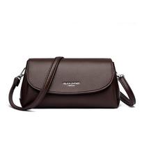 Bag, Women's Crossbody Soft Leather Handbag, Multi-layer Versatile and High-end Small Square Bag, Commuting Single Shoulder Bag tamsiai ruda spalva