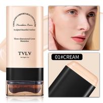 TVLV Eraser Foundation Stick with Brush - 20g Brightening, Long-lasting, No Smudge, Double-ended Concealer 20g beige