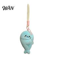 Plush Seal Bag Charm Magnetic Keychain, Cute Stuffed Animal Keyring, Soft Pendant Plushie for Purse, Fridge Magnet Gift Girls Decoration mėlyna