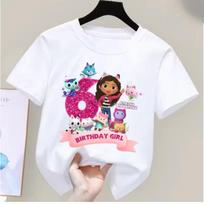 Children's Gabbi Doll Pink & White Cotton T-shirt, European & American Style, 2026 Short Sleeve 150 cm