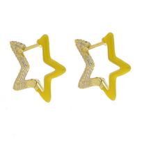 Promotion Zircon Gold Plated Round Circle Star Shape Cute Star Hoop Earring for Girls Women