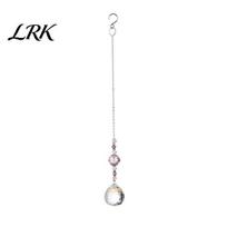 Solar LED Garden Decoration Crystal Ball Suncatcher, Powered with Light, Colorful Rainbow Lamp Prism Pendant, Waterproof Window Hanging Ornament rožinė