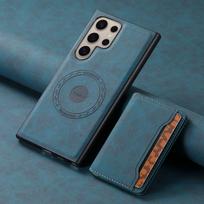 case for Samsung S26 S25 S24 S23 plus ultra Magnetic 2-in-1 card holder wireless charging bracket phone case full coverage plain Galaxy S26 mėlyna