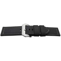 Bracelet montre - MY-MONTRE - pour Officine Panerai - Cuir veau lisse 20 mm - Noir - Boucle acier satiné juoda