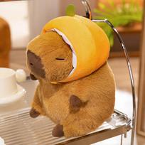 Kawaii Capybara Plush Toy Lovely Capybara Turn to Panda Rabbit Stuffed Doll Soft Cartoon Animal Pillow Valentine Gift 25cm oranžinė