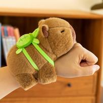 Kapibaros pliušinių žaislų rinkinys: Mama su 4 kūdikiais kapibaromis, pliušinė lėlė, kimštas gyvūnas, pagalvė, vėžlio kuprinė, vaikų žaislai, Kalėdų dovana