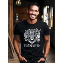 Men'S Viking Beard And Bear Tiger Graphic T-Shirt | with BEARTKERMAANN Print, Edgy Norse Beard And Bear Design, Breathable Regular Fit S juoda