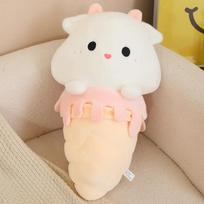 Cute Duck Pig Capybara Sheep in Ice Cream Plush Pillow  Soft Stuffed Cartoon Snack Doll Funny Toys Birthday Gift 35cm