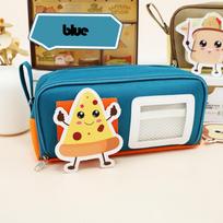 Dirty-proof Dopamine Pencil Bag Large Capacity Cartoon Stationery Storage Bag Lightweight Polyester Pen Organizer Pouch School mėlyna
