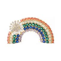 Summer rainbow flower high-end brooch with zircon inlay, elegant and fashionable cardigan collar pin accessory auksas