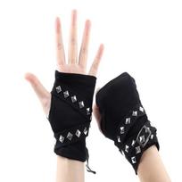 Wasteland Style Fashion Dopamine Black Abi Sleeve Set Women's Half Cut Open Finger Gloves Metal Buckle Dark Punk Ins One Size