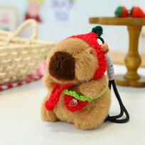 Capybara Knitted Plush Toy: Cute Hat & Scarf Pendant for New Year Gift 13 cm 40 g