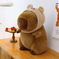 Cute capybara plush toy kawaii cute capybara with turtle bag strawberry cap plush animals kids gift home decoration ugniai atsparios plytos
