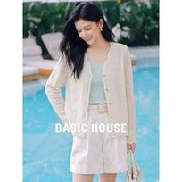Basic House Women's Crochet Knit Cardigan L abrikosas