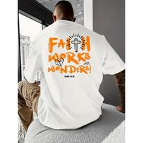 Men's Summer Casual Crew Neck T-Shirt with the Words 'Faith Can Move Mountains',Slightly Stretchy,Regular Fit,Inspirational Christian Message T-Shirt S balta