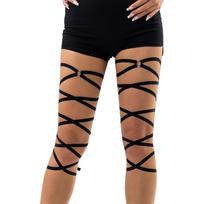 Rave Leg Wraps - Cross Bandage Rave Party Garter - Women's Festival Costume for Women and Girl juoda