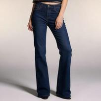 Women's Mid- Stretch Jeans Fashion Straight Leg Denim Pants With Pockets L tamsiai mėlyna spalva