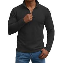 Men's Casual Quarter-zip Shirt Long-sleeve Top L juoda