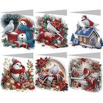 6PCS DIY Rhinestone Diamond Art Mosaic Postcards Diamond Art Greeting Cards for Birthdays Thanksgiving & Special Occasion