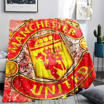 Manchester United Printed Flannel Blanket, soft throw for bedroom sofa, washable,soccer fan merchandise, great gift. 80cm x 120cm