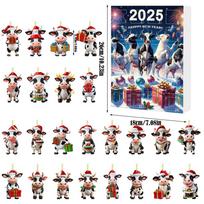 Christmas Countdown Blind Box Cow Farm Ornament With Acrylic Decorations For Holiday Tree Decor Style A