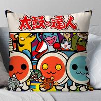 Cartoon T-Taiko No T-Tatsujin Pillow Case Square Pillow Bedroomsofaleisure Comfort Cushion Car Living Room Home Decoration 40X40 Peach skin 18*18(CM)-1Pcs