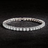 925 sterlingo sidabro apyrankė, cirkonio grandinėlės apyrankė moterims, madingi paprasti sužadėtuvių vestuvių žavingi papuošalai, 4 mm, 17,5 cm 17.5cm black