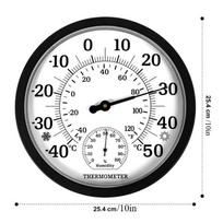 10  Decorative Thermometer Hygrometer Clock for Garden Wall Decor Indoor Outdoor Thermometer Weather Station Temperature Gauge 1pc juoda