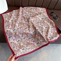 Luxury Paisley Print Linen-Cotton Square Scarf Women Bandana Neckerchief Versatile Hair Band Head Wrap Bag Scarf 70X70CM