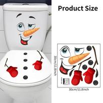 Snowman Christmas Toilet Stickers PVC Self-adhesive Waterproof 5 Types Wall Sticker Bathroom Decals Mural for Xmas Decoration white