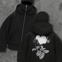 Men's Zipper Hoodie Personalized Pattern Printed Black Jacket, Sports and Leisure Loose Autumn/Winter Hoodie, Outdoor Jacket Retro Trendy Style S