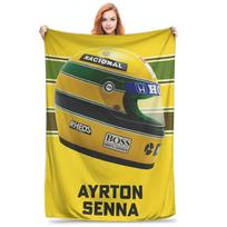 Flannel Throw Blanket Ayrton Senna 1991 Helmet Racing Warm Plush Blankets Soft Bedding for Bed Living room Home Travel Couch 30x40in