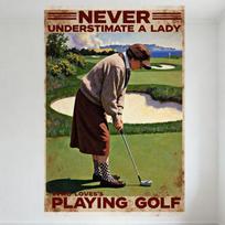 Vintažinis Nepervertinkite Moters, Mėgstančios Žaisti Golfą Metalo Skardos Ženklas, Nudėvėto Stiliaus Namų Baro Klubo Dekoras, Retro Golfo Plakatas 20x30cm（7.8x11.8inch）
