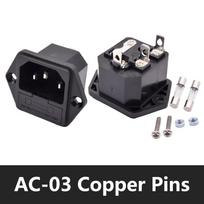 5PCS 10A250V LZ-14-F1-3P lEC320 C14 3 Pins Panel Mounted Plug Connector AC Electrical Inlet Module Power Socket With 5x20mm Fuse 5PCS