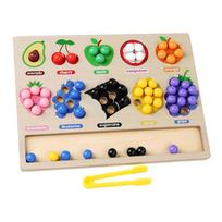 Montessori Derinimo ir rūšiavimo žaidimas Medinis vaisių spaustukas Karoliukai Spalva Forma Sensorinis rūšiuotuvas Vaikams Smulkiosios motorikos įgūdžiai Ankstyvasis ugdymas