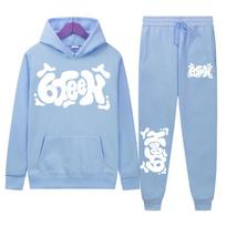 European and American Street Fashion Goth Punk Hip-hop Casual Drawstring Sportswear Set Y2k Hooded Set S