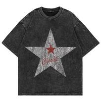 Vintažiniai prausti Mgk Lost Americana marškinėliai Vasaros mada Vyriški gatvės stiliaus Hip Hop Oversize rūgštinio plovimo marškinėliai Viršutiniai drabužiai S