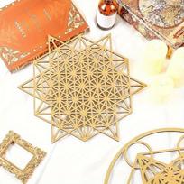 Šventosios geometrijos metalo sienos dekoracija Gyvybės gėlė Sri Jantra Tetraedras Rankų darbo kabantis dekoras 1pc auksas