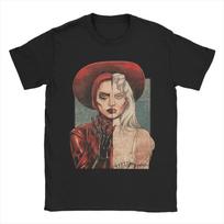 Lady Gaga  The Countess  Split Portrait Vintage T-Shirt | Pop Art Streetwear Tee 4XL