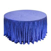 Tablecloth Round Shape Stunning Sequins Reusable Tablecloth Scratch-Resistant Breathable Stain-Resistant Table Cover 100cm karališkos mėlynos spalvos