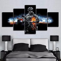 No Framed 5 Panel Battlefield Game Army Hunt Cuadros HD Wall Art Canvas Posters Pictures Paintings Home Decor for Living Room 20x35 20x45 20x55cm