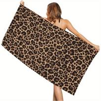 Leopard Print Beach Towel, Quick-Drying Absorbent Modern Design for Swimming Camping Bathing Travel Summer W40*H60(CM)