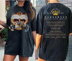 Vintažiniai 90-ųjų MJ Dangerous Pasaulinio Turinio Marškinėliai 1992 1993 Dvipusiai Marškinėliai Unisex Marškinėliai XXL